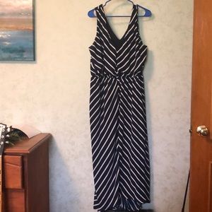 Navy and White Chevron Maxi Dress